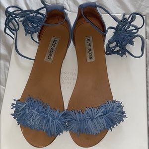 steve madden lace up fringe sandals